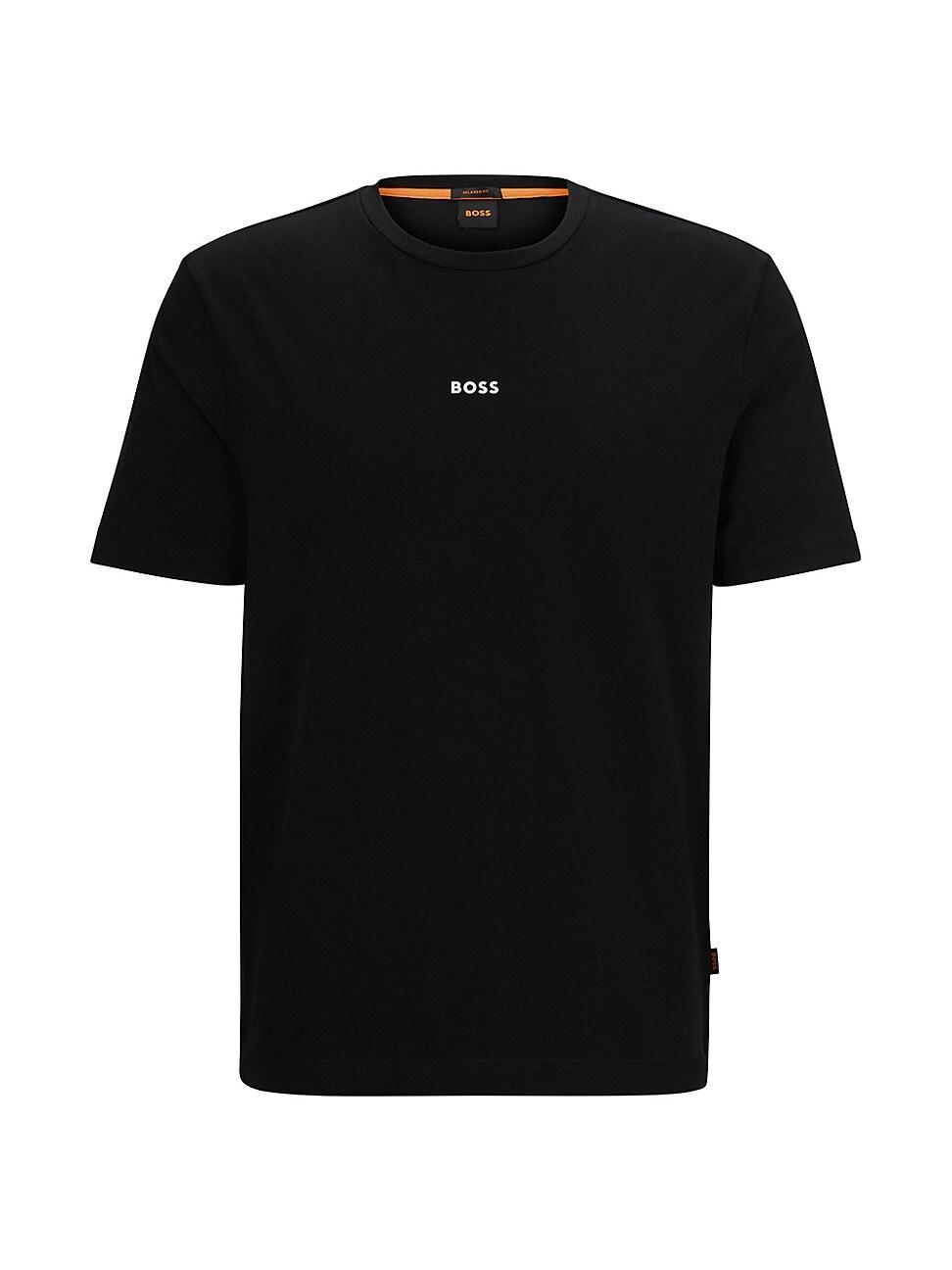 Mens Crew-neck T-shirt in cotton with stacked logo Product Image