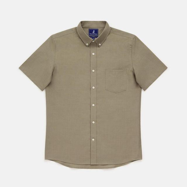 Wool Linen Short Sleeve Button-Down Shirt Product Image