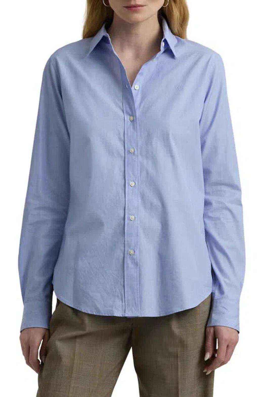 LAUREN RALPH LAUREN Classic Fit Cotton Shirt In Medium Wash Product Image