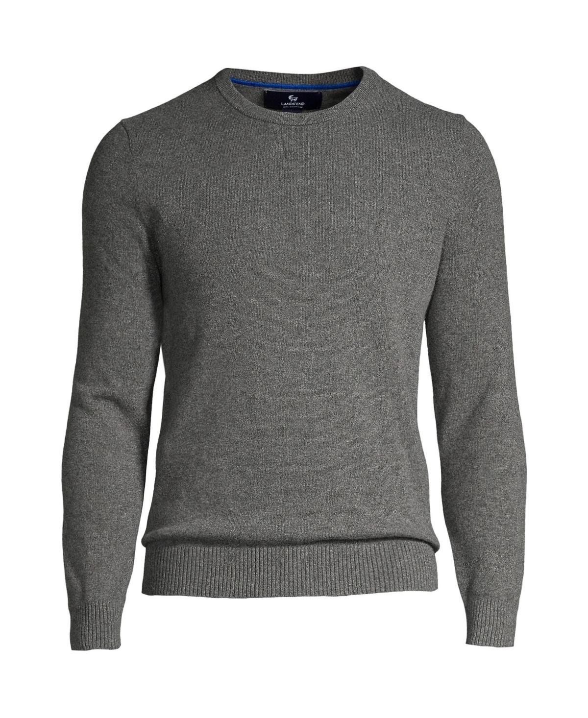 Mens Lands End Fine-Gauge Cashmere Crewneck Sweater Mulled Wine Grey Product Image