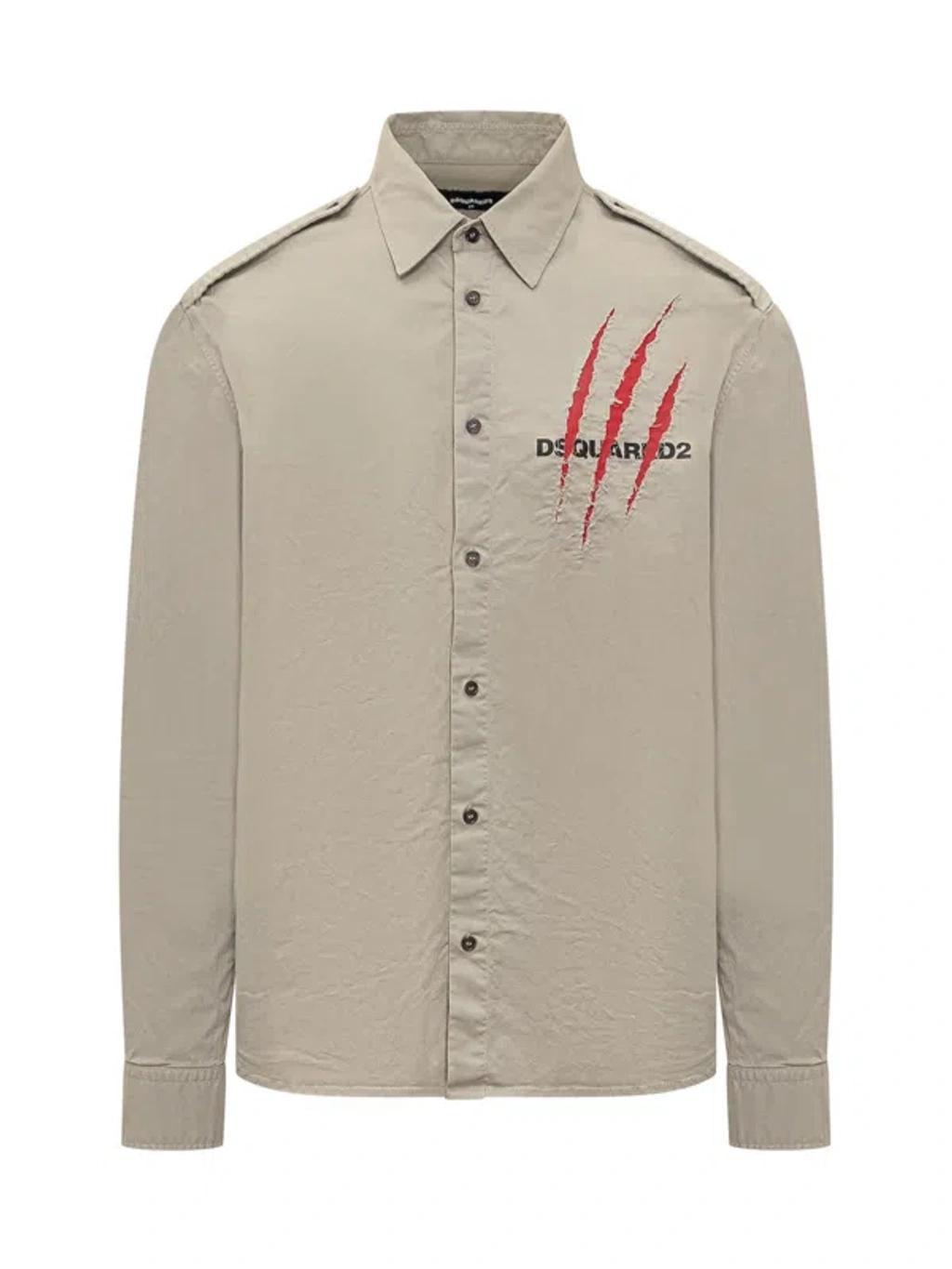 DSQUARED2 Shirt With Nightmare Pattern In Beige Product Image