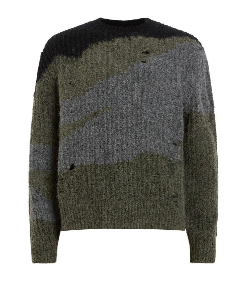 Mens  Sur Oversized Crewneck Wool-blend Knitted Jumper In Green/black Product Image