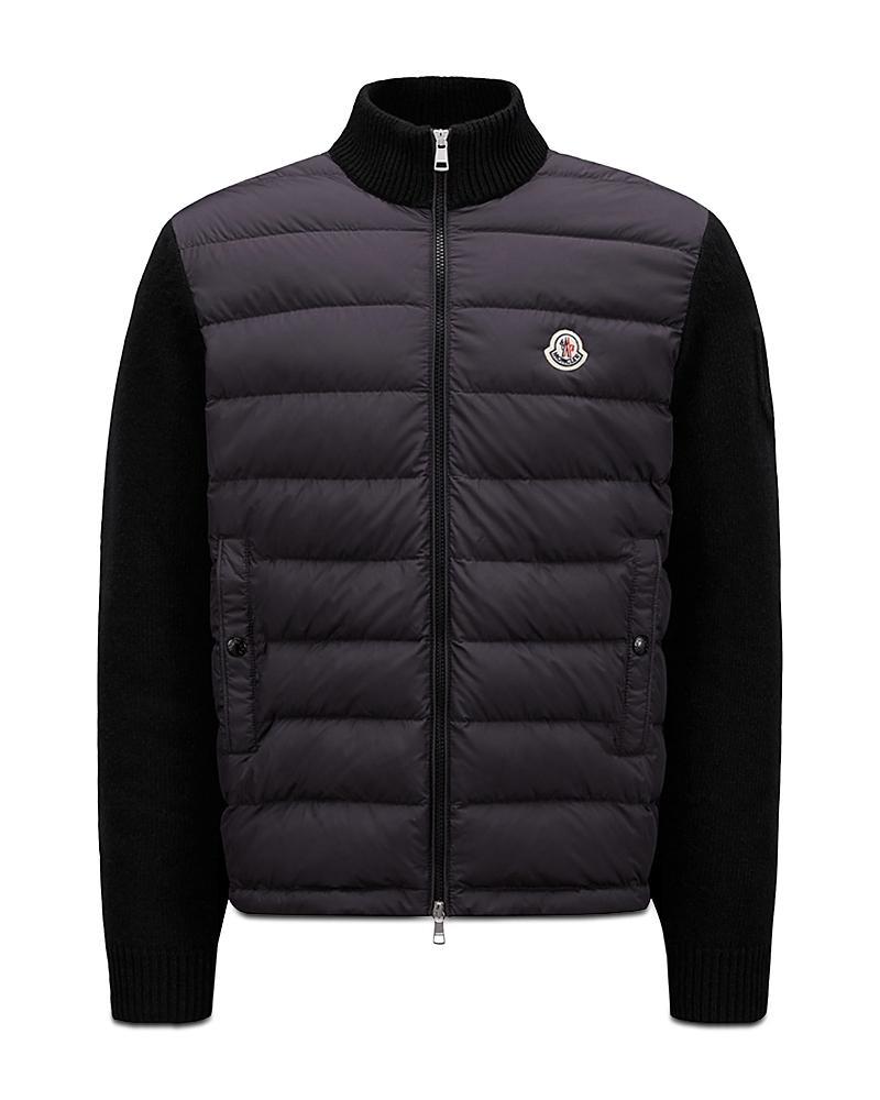 Moncler Quilted Down Mixed Media Cardigan Product Image