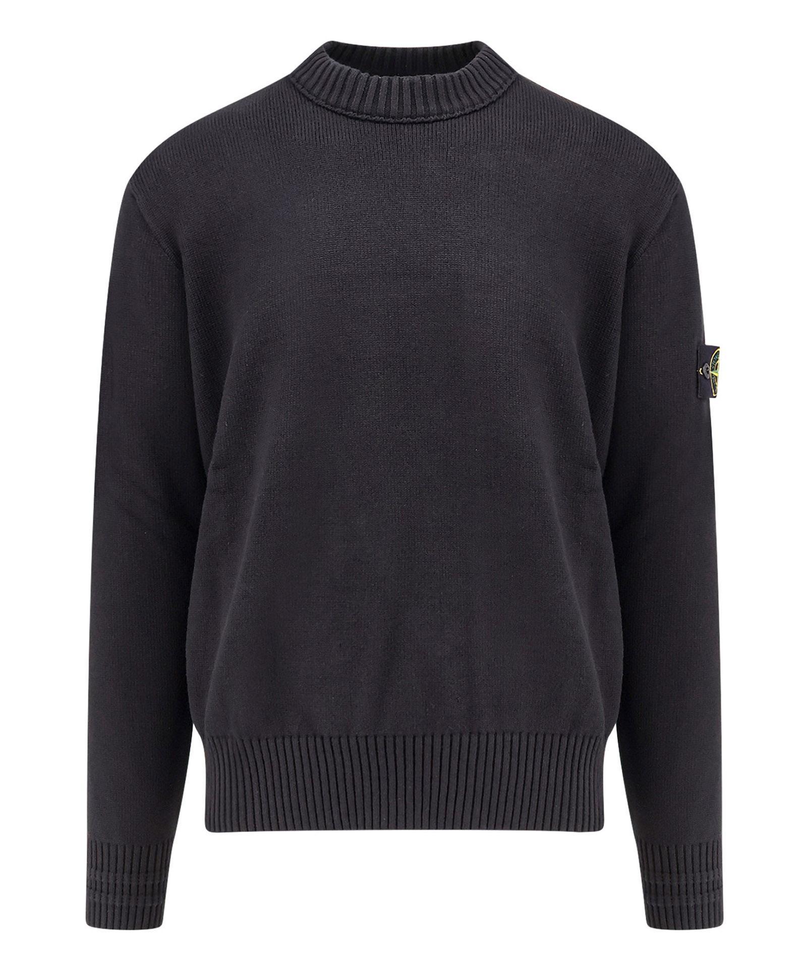 STONE ISLAND Cotton Blend Sweater With Removable Logo Patch In Black Product Image