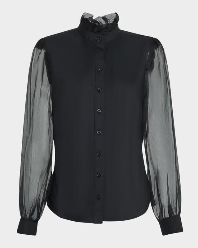 Mystie Ruffle Organza-Sleeve Shirt Product Image