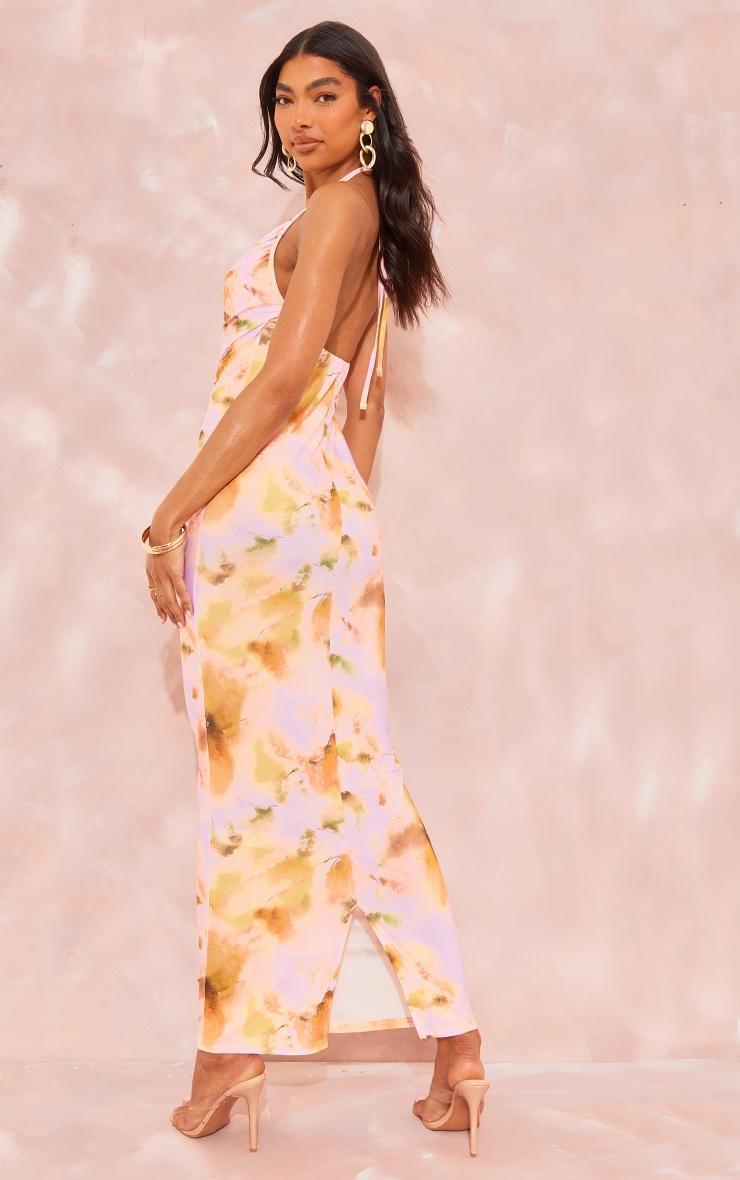  Tall Pink Floral Print Cowl Neck Maxi Dress Product Image