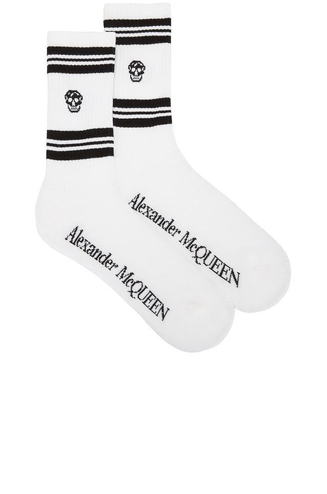 Alexander McQueen Skull Stripe Socks Black. (also in L). Product Image