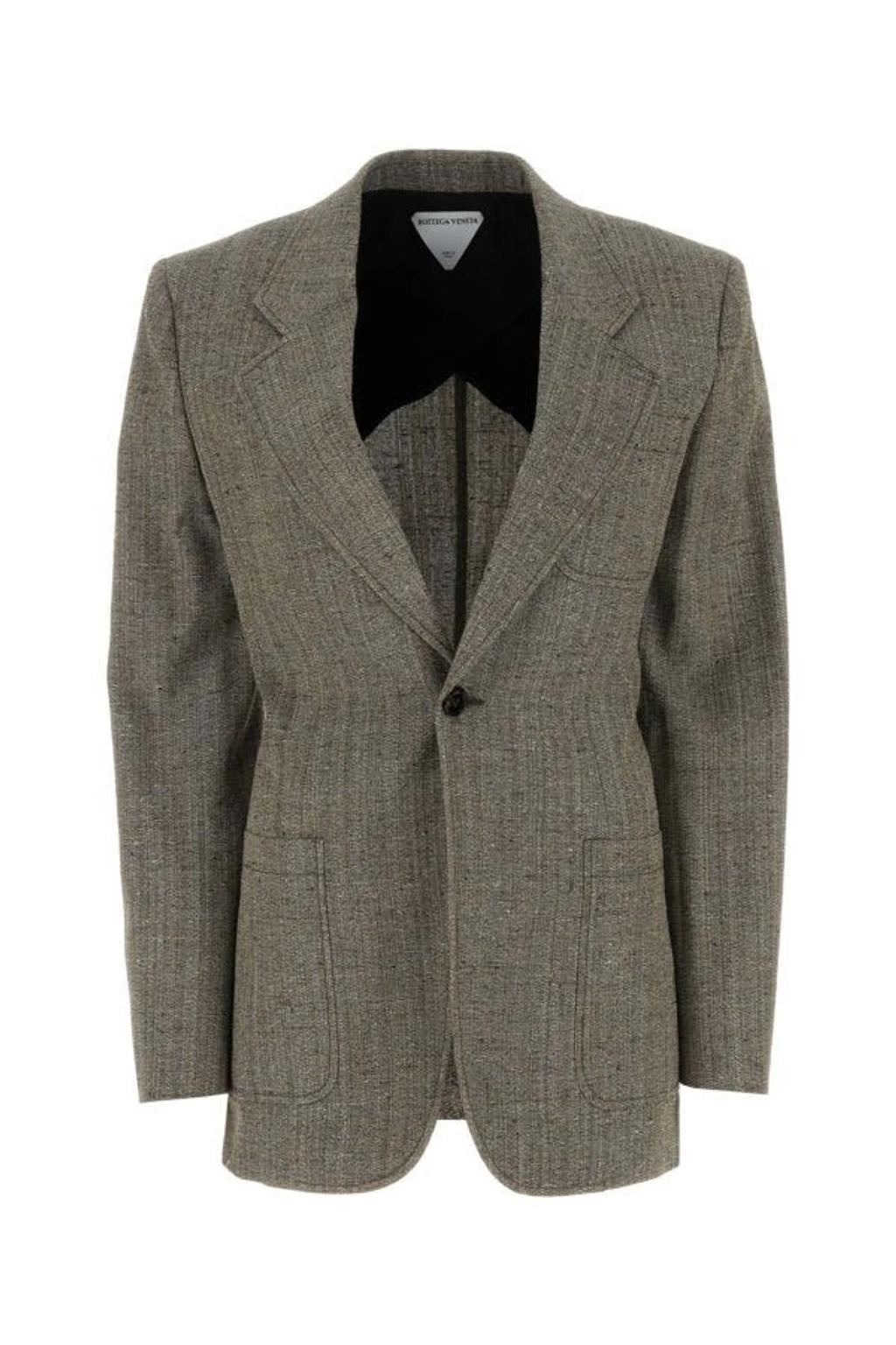 Knotted Melange Viscose Blazer Jacket In Brown Product Image