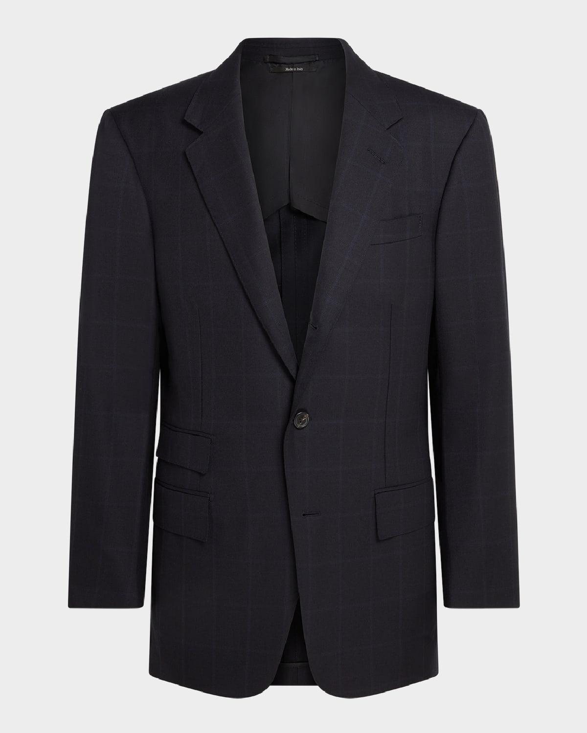 Mens Wool Windowpane Single-Breasted Sport Coat Product Image