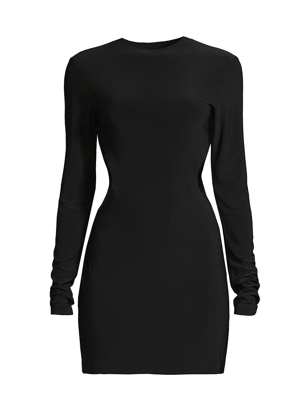 Norma Kamali Long Sleeve Mini Cut Out Dress Black. (also in L, M, S, XS). Product Image