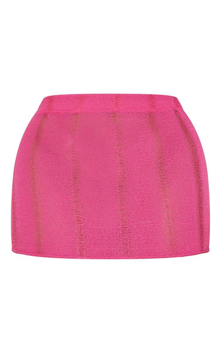 Shape Hot Pink Ladder Knit Micro Mini Skirt Product Image