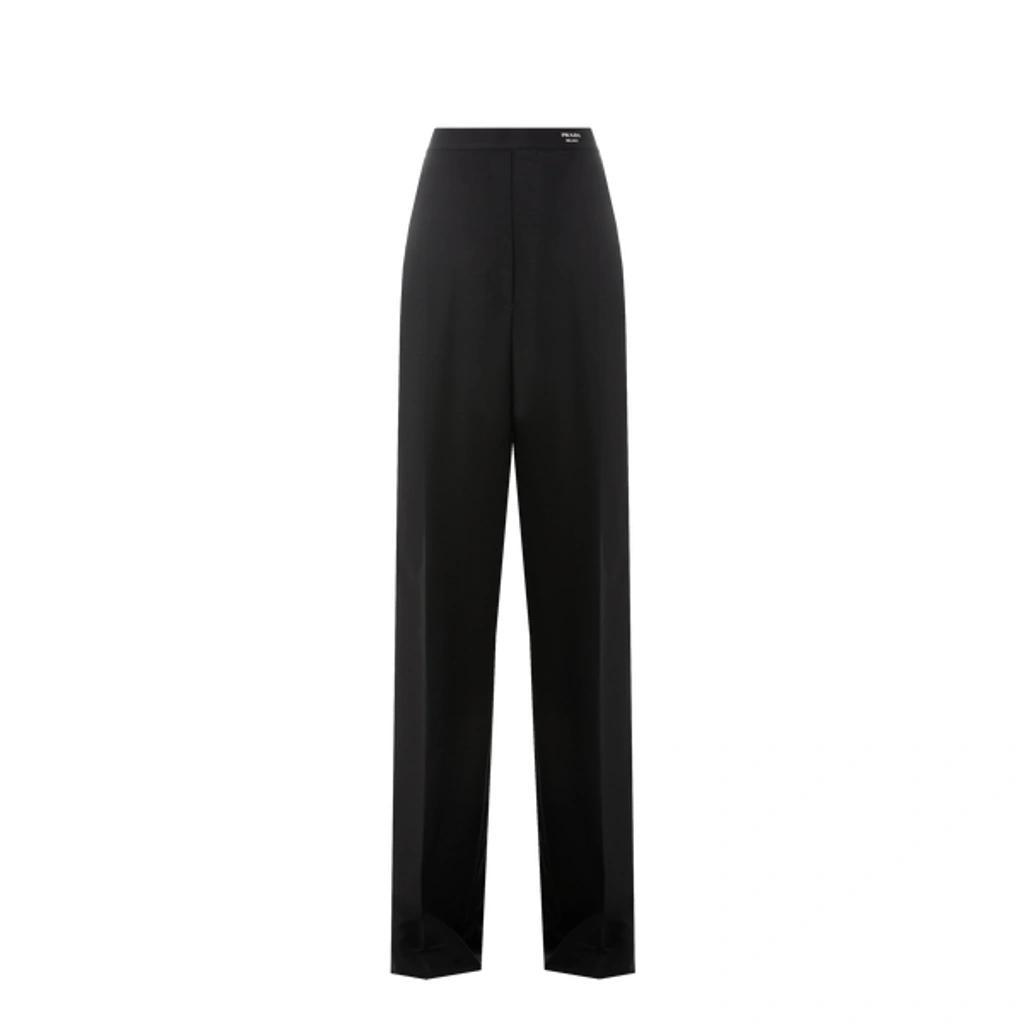 Pintuck Mohair Wide-leg Trousers In Black Product Image