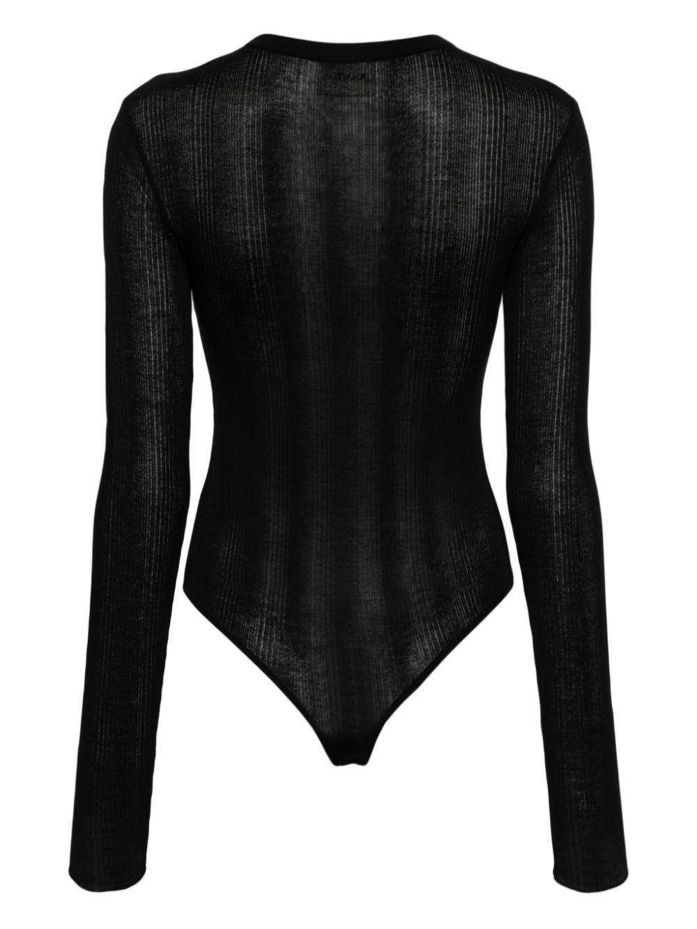 KHAITE Janelle Cotton Blend Bodysuit In Black Product Image