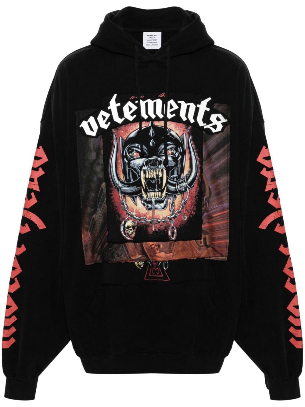 VETEMENTS Logo-appliqué Hoodie In Black Product Image