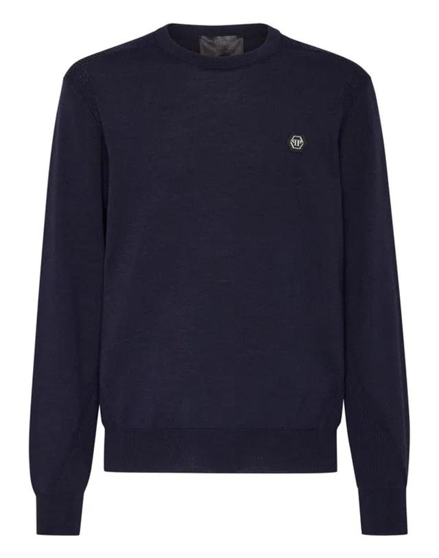 Pullover Round Neck Ls In Blue Product Image