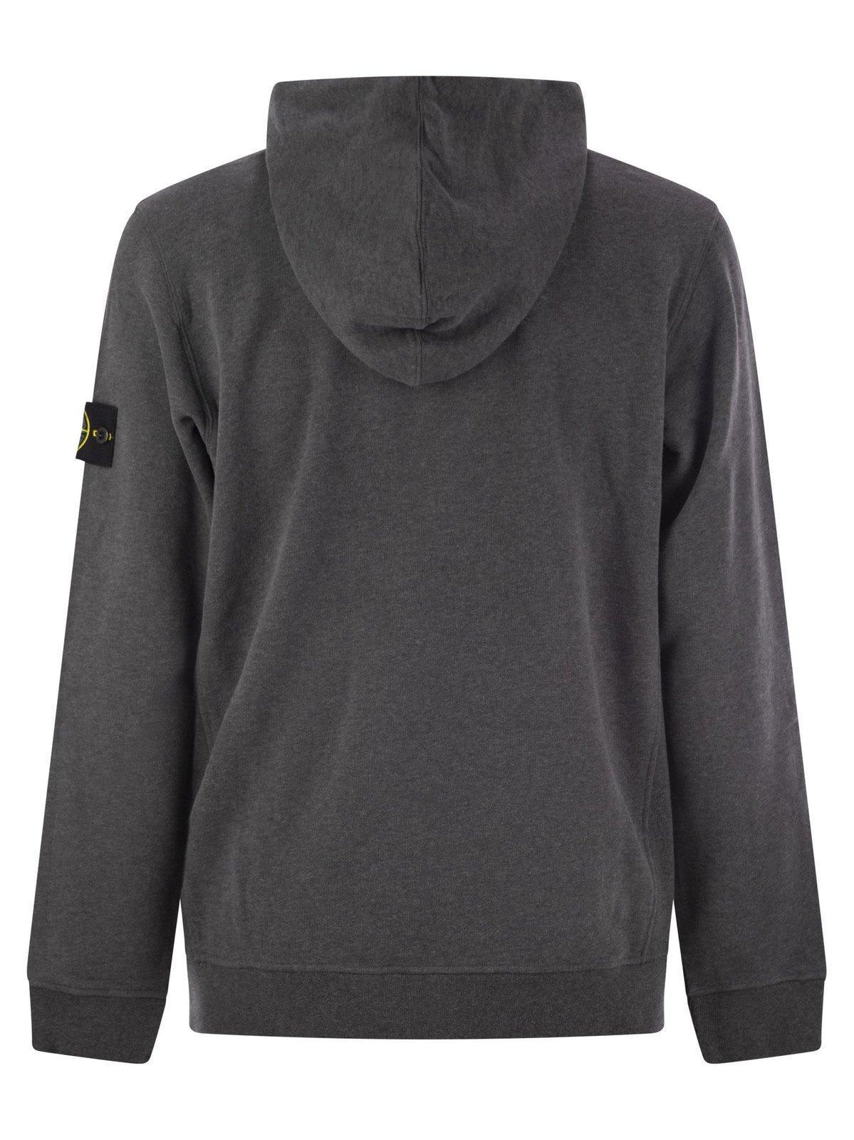 STONE ISLAND Cotton Hoodie In Dark Grey Product Image