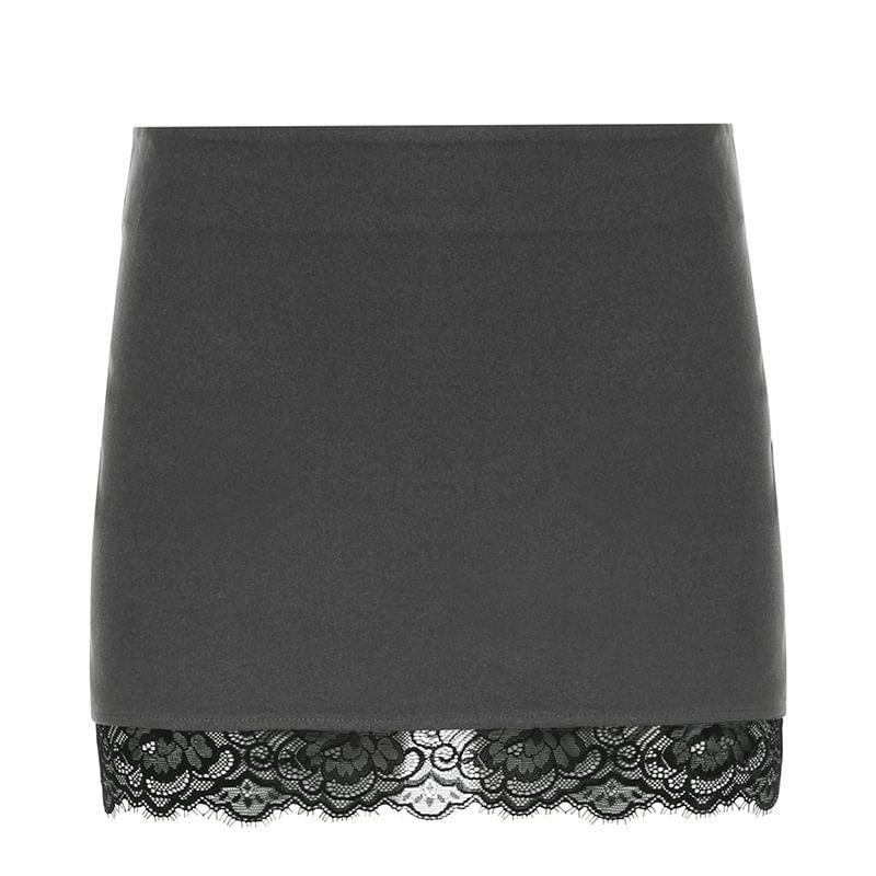 Low Waist Lace Trim Mini Skirt Product Image