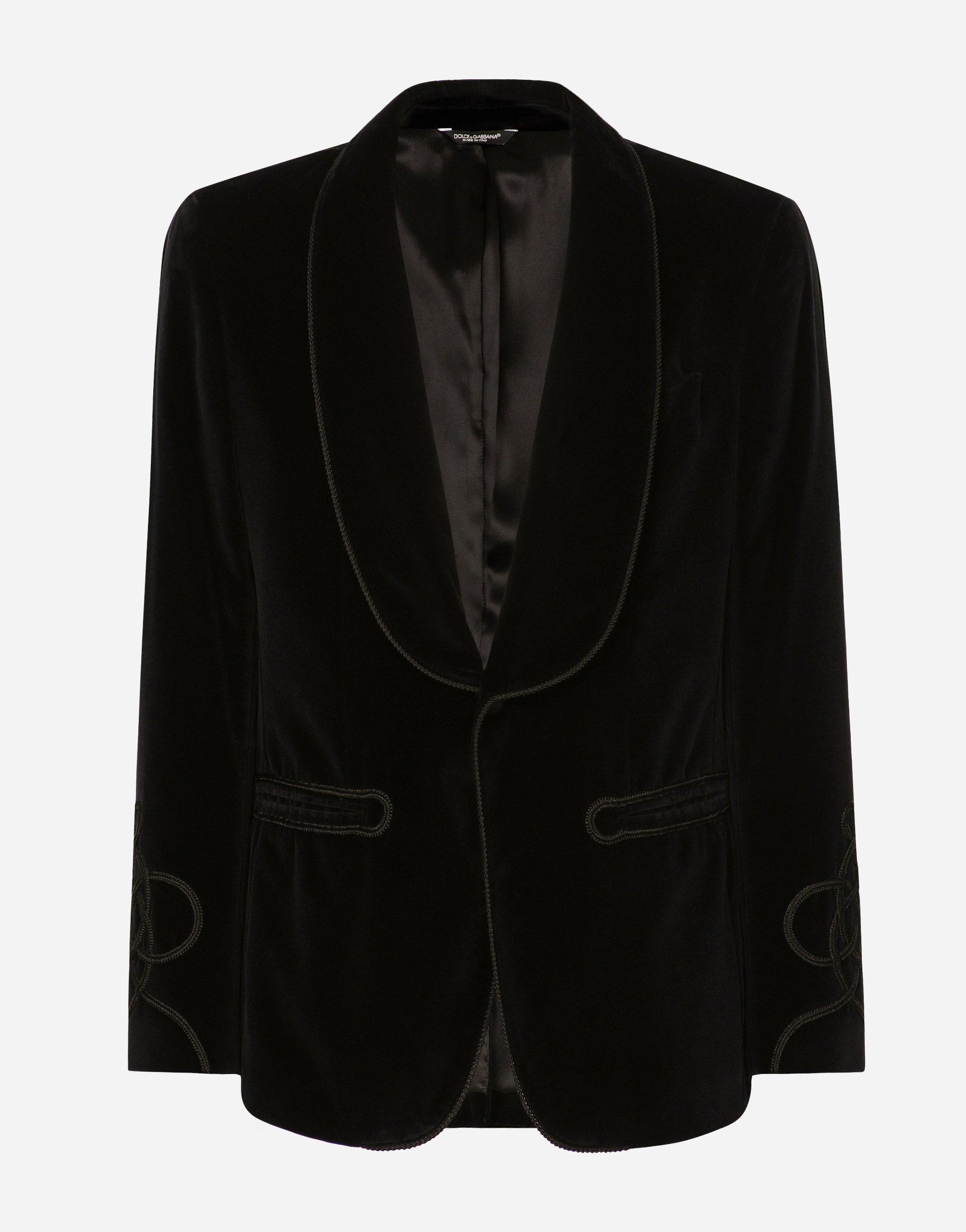 Velvet Smoking Jacket In Black Product Image