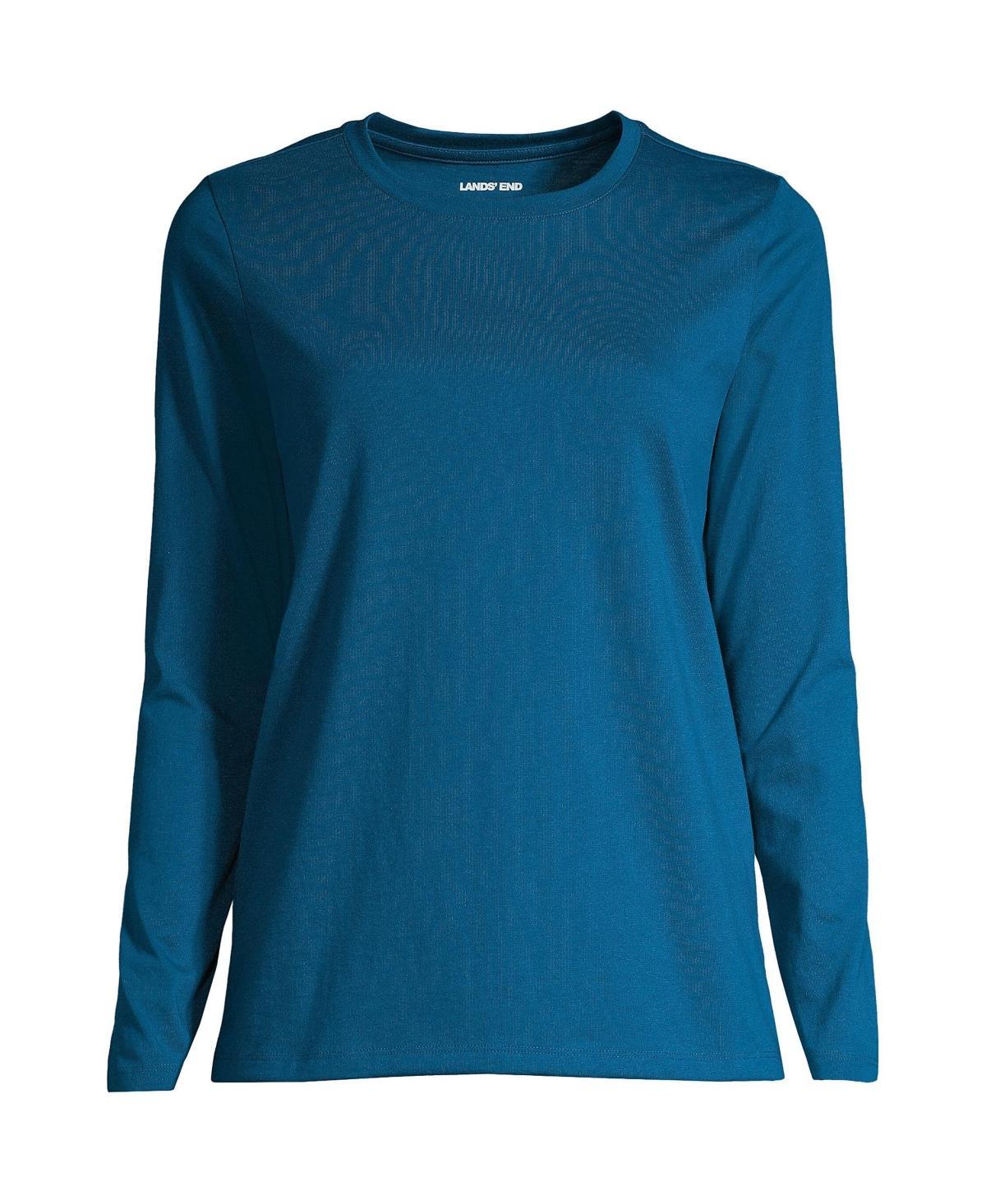 WomensLands End Relaxed-Fit Supima Cotton Crewneck Tee Red Product Image