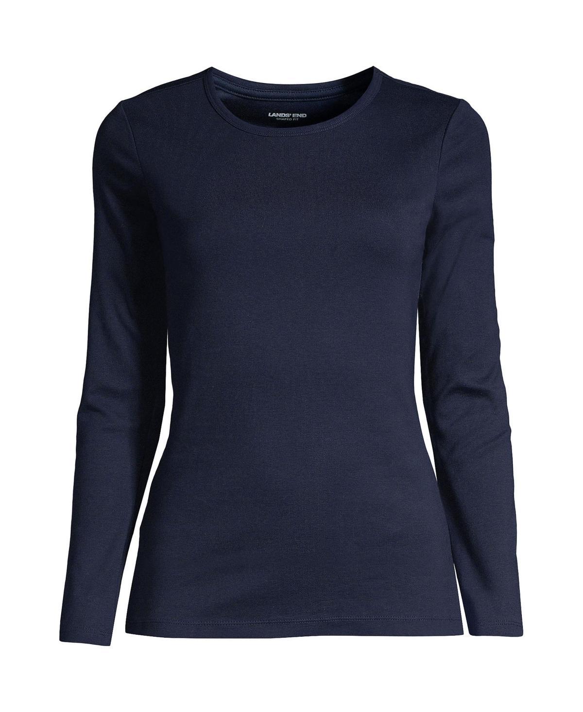 Womens Lands End Cotton Crewneck Long-Sleeve Tee Product Image