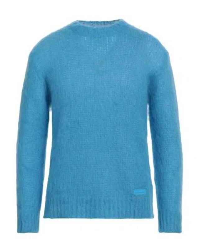 DSQUARED2 Man Sweater Azure Size L Mohair Wool, Polyamide, Wool In Blue Product Image