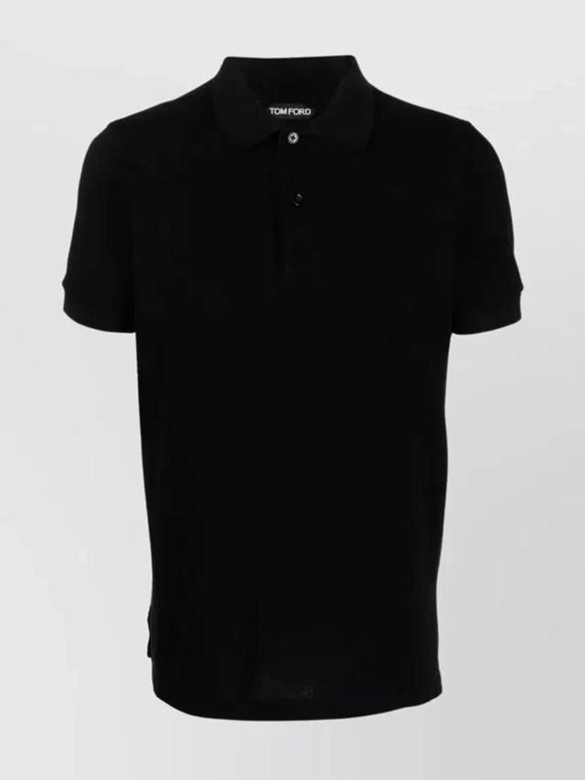 Towelling Cotton-blend Polo Shirt In Black Product Image