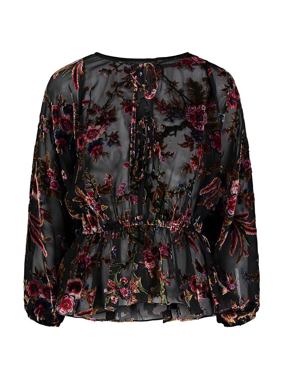 Womens Mazie Floral Velvet Long-Sleeve Shirt Product Image