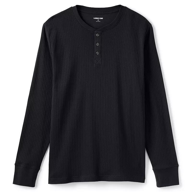 Big & Tall Lands End Knit Ribbed Pajama Henley, Mens Product Image