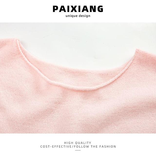 Round Neck Plain Sweater Product Image