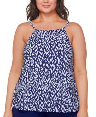 Plus Size Cali Printed Tankini Top, Created for Macy's Product Image