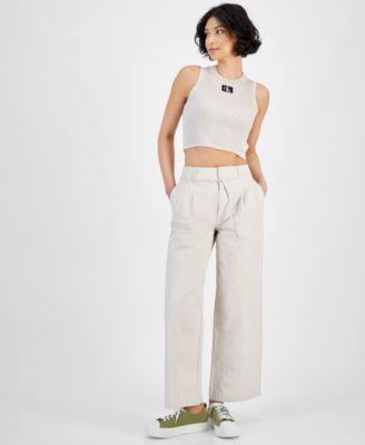 Ribbed Cropped Tank Top & High-Rise Pants Product Image