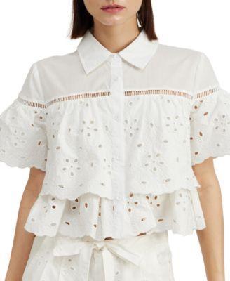 Women's Marina Cotton Eyelet Crop Shirt  Product Image