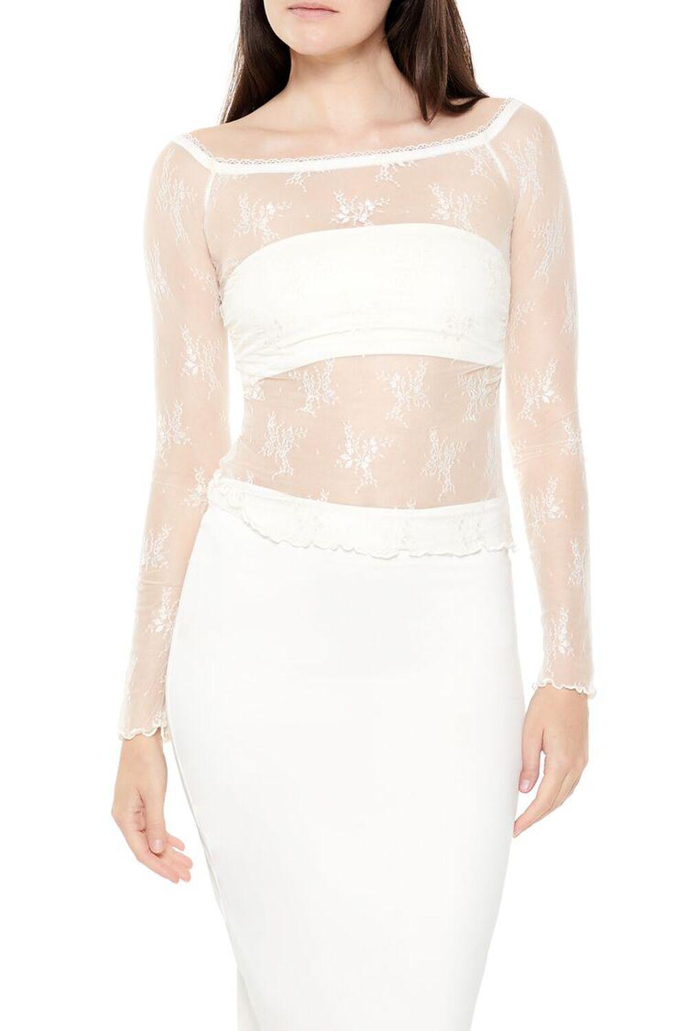 Sheer Lace Floral Top | Forever 21 Product Image