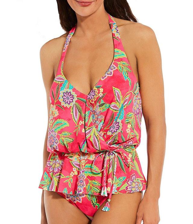 JOHNNY WAS Flamingo Wrap Tankini Swim Top Product Image