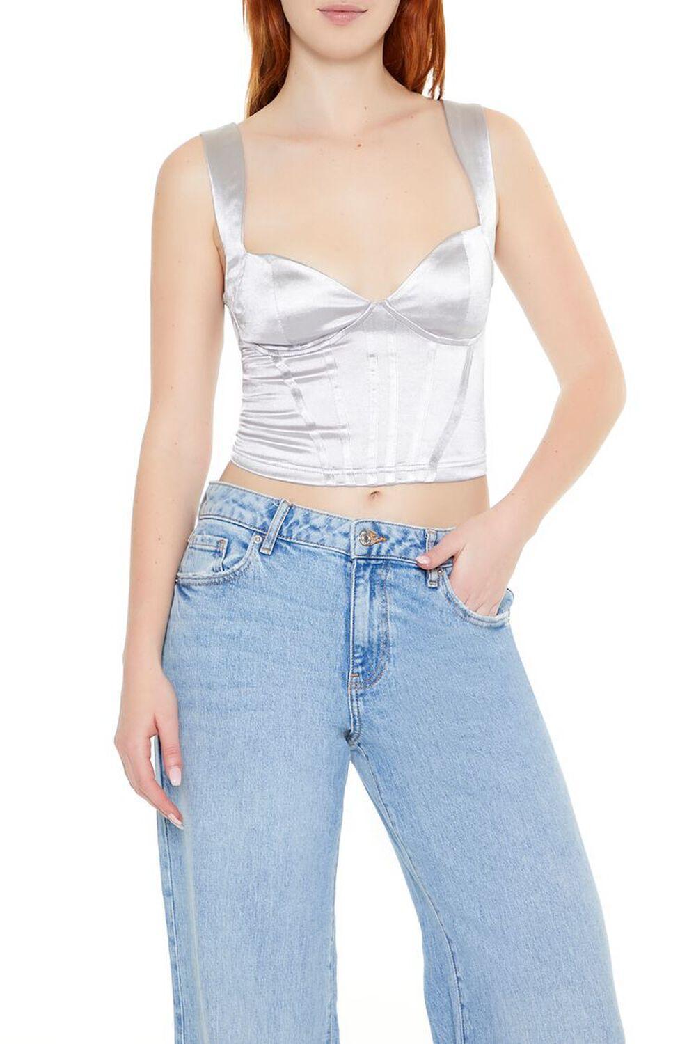 Metallic Sweetheart Crop Top | Forever 21 Product Image