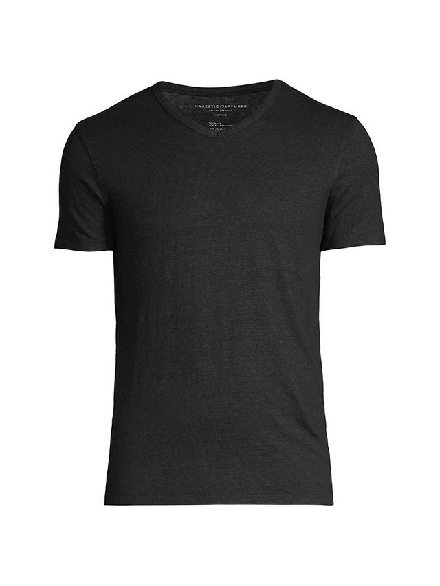 Mens Stretch Linen V-Neck Tee Product Image