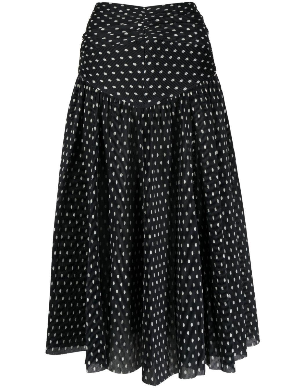 ZIMMERMANN Faltenrock Mit Polka Dots In Black Product Image