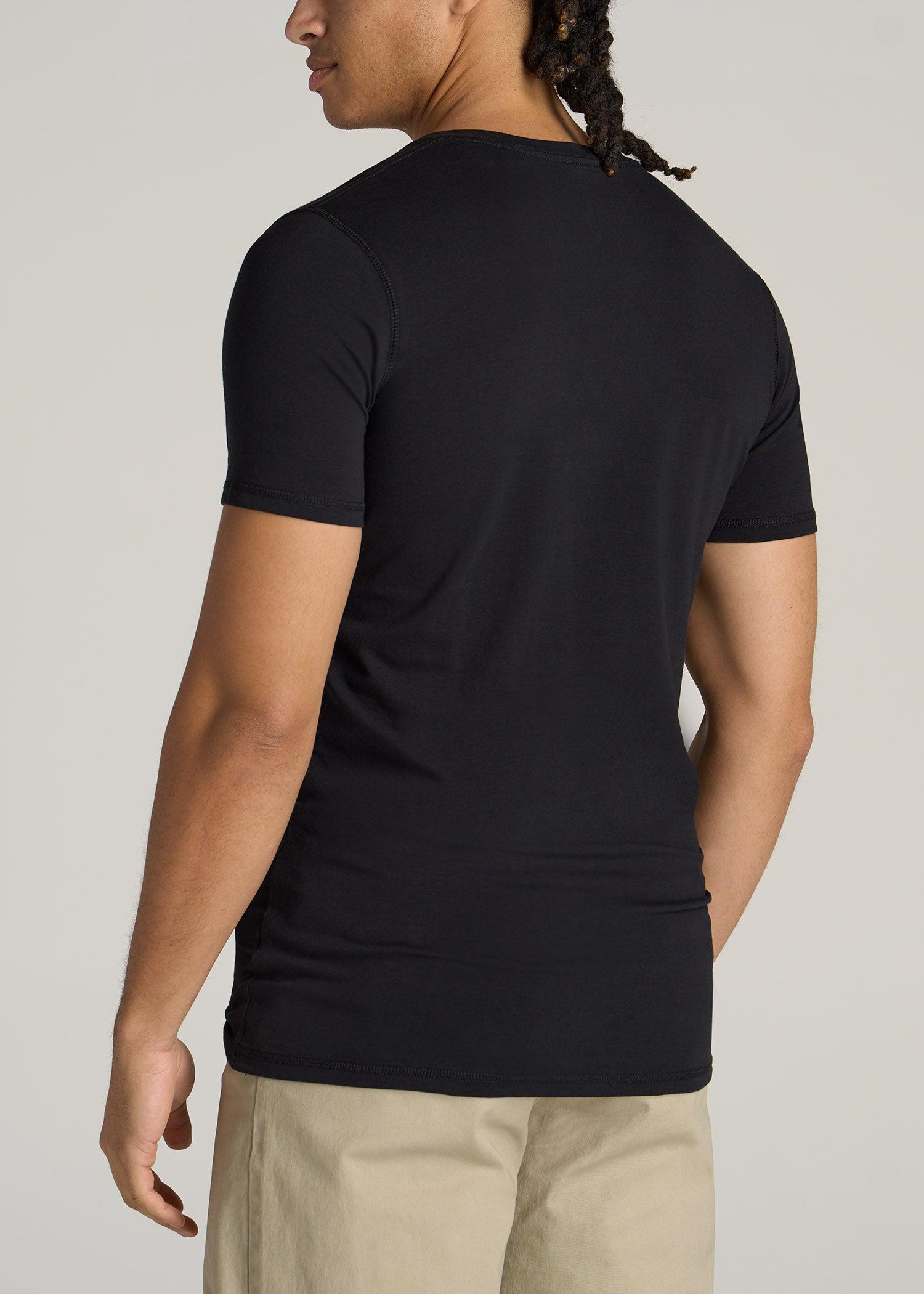 The Essential SLIM-FIT V-Neck Men's Tall Tees in Black Male Product Image