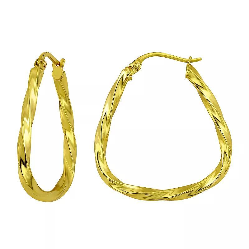 Aleure Precioso Sterling Silver 25 mm Oval Twisted Hoop Earrings, Womens, Gold Tone Product Image