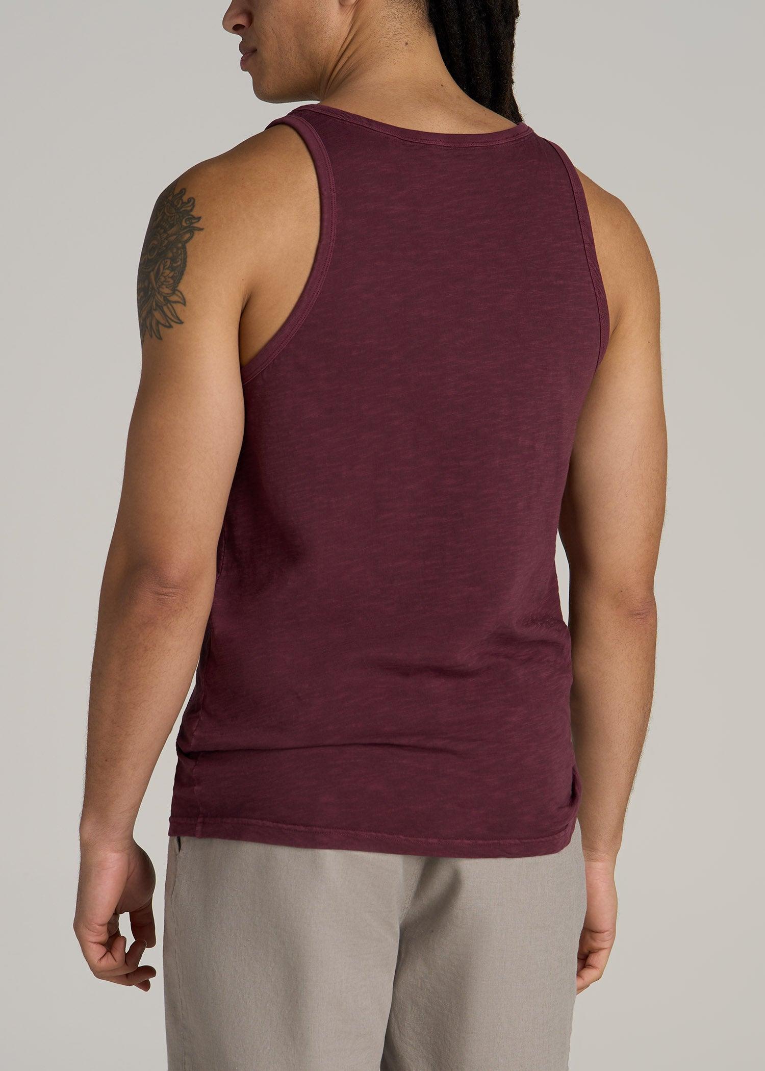 Garment Dyed Slub Pocket Tall Men's Tank Top in Dark Cherry Product Image