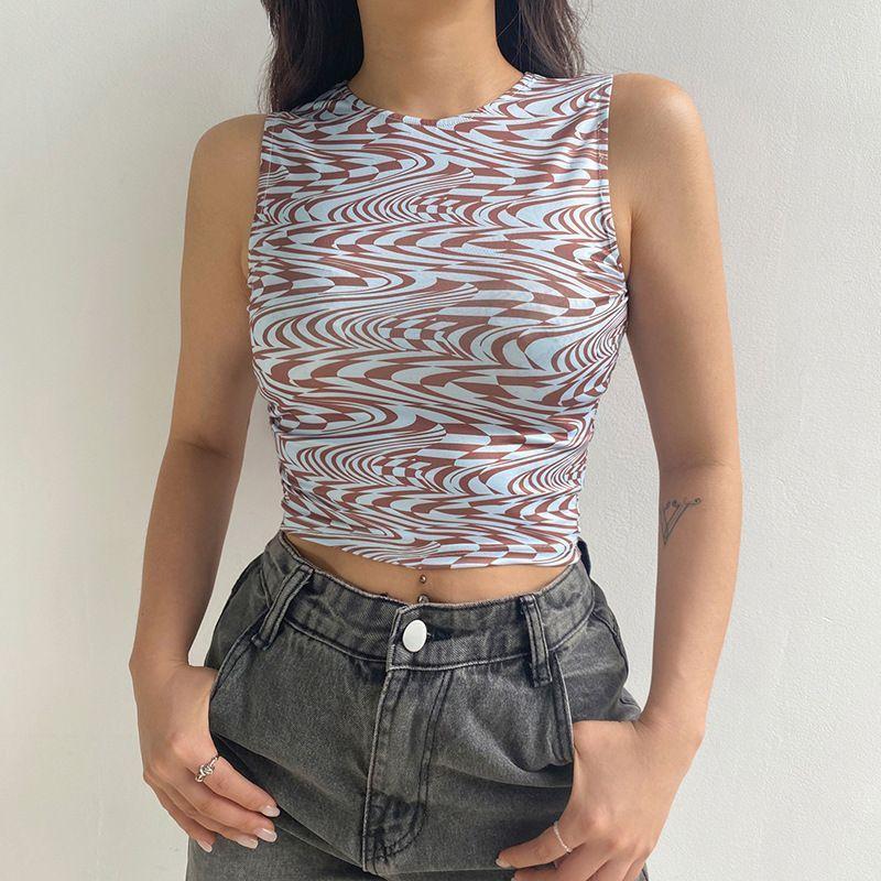 Printed Cropped Tank Top Product Image