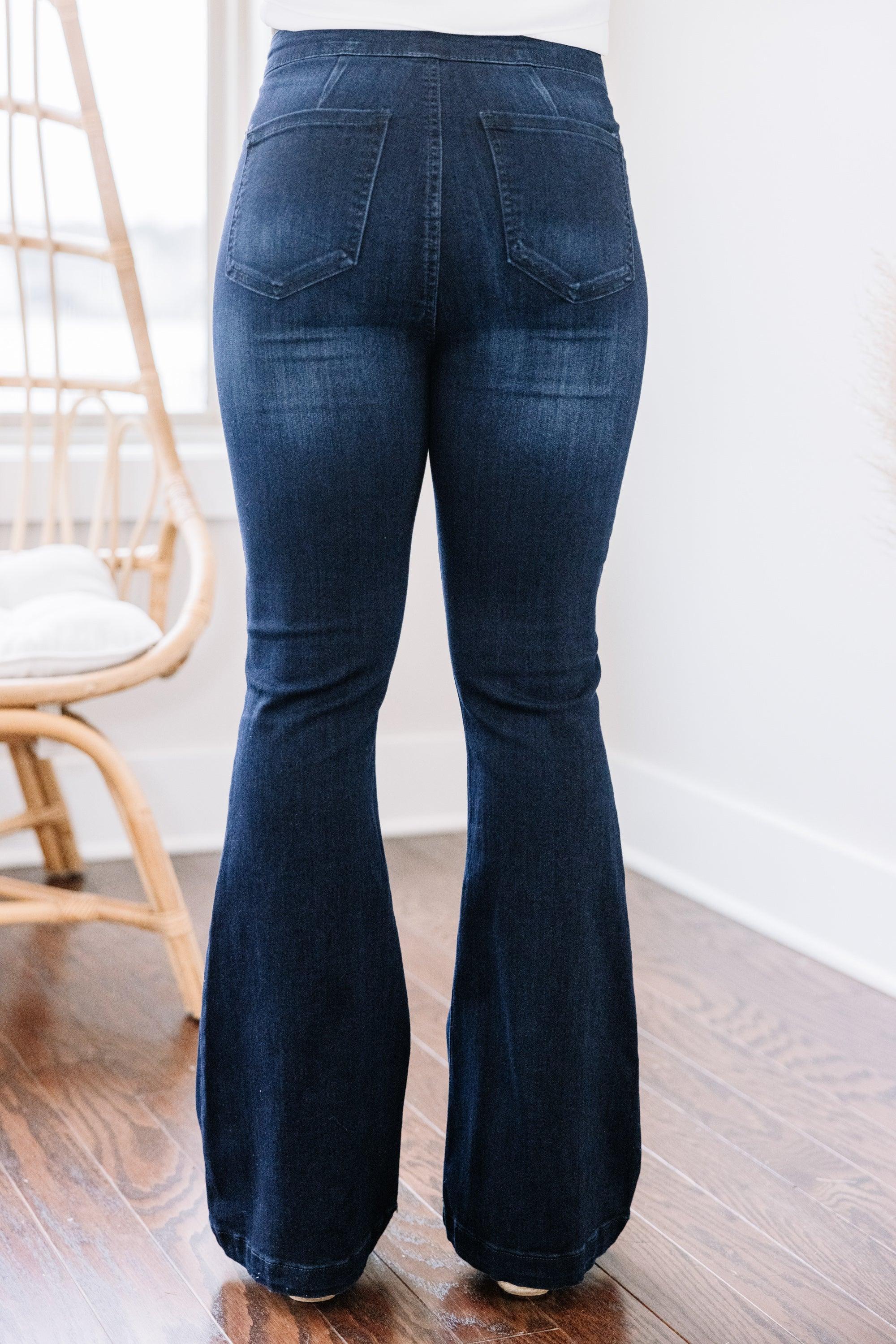 Break It Down Petite Dark Wash Flare Jeans Female Product Image