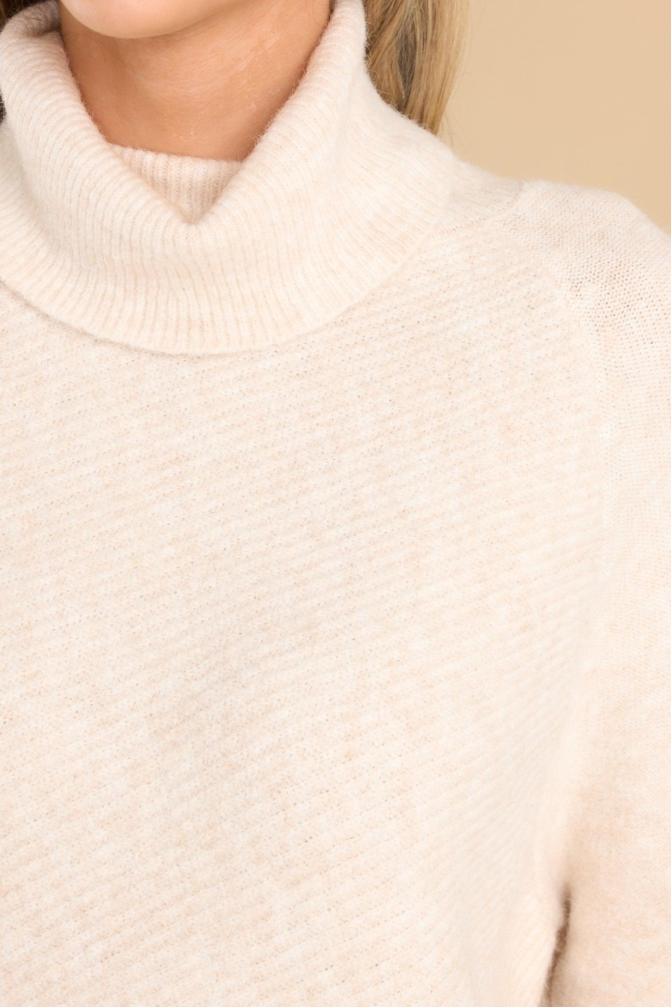 So Unbothered Oatmeal Sweater Beige Product Image