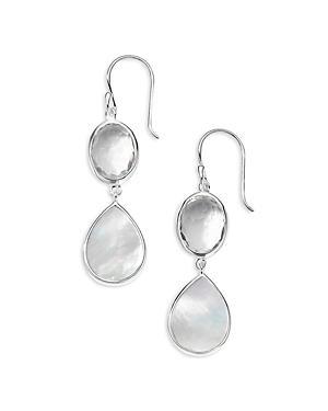 Womens Snowman Sterling Silver, Rock Crystal, & Mother-Of-Pearl Double-Drop Earrings Product Image