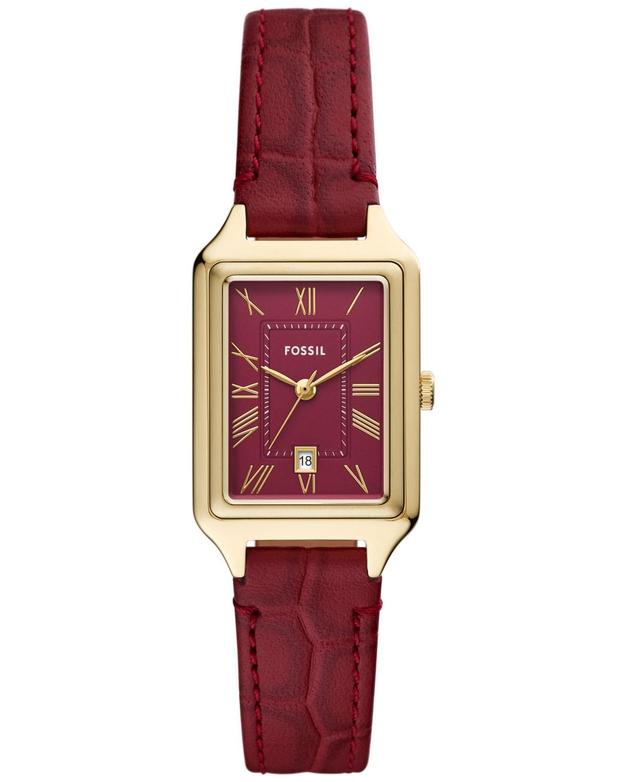 Fossil Womens Raquel Three-Hand Date Red Croco Leather Watch, 23mm - Red Product Image