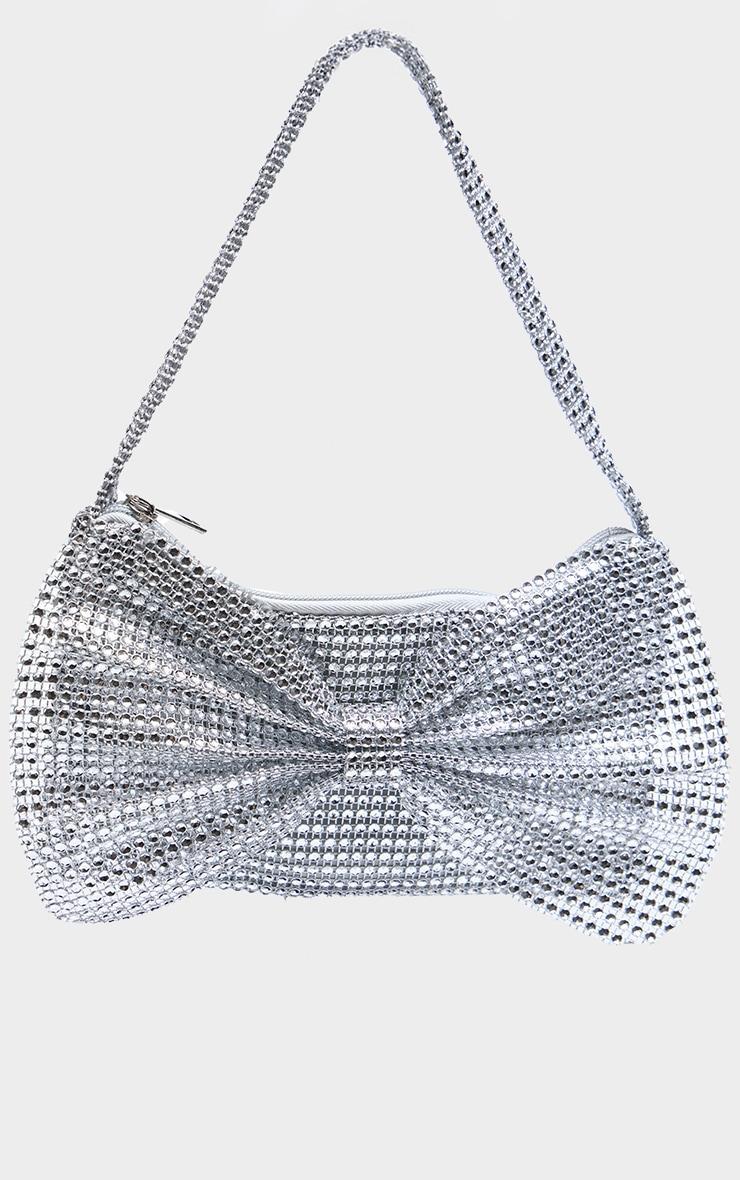 Silver Diamante Bow Shoulder Bag Product Image