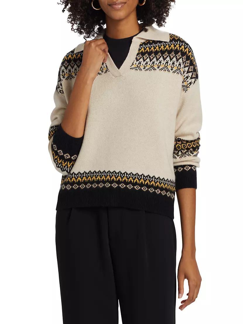 COLLECTION Cashmere Open Collar Fair Isle Sweater Product Image