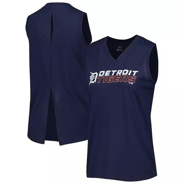 Womens Levelwear Detroit Tigers Paisley Chase V-Neck Tank Top Blue Product Image