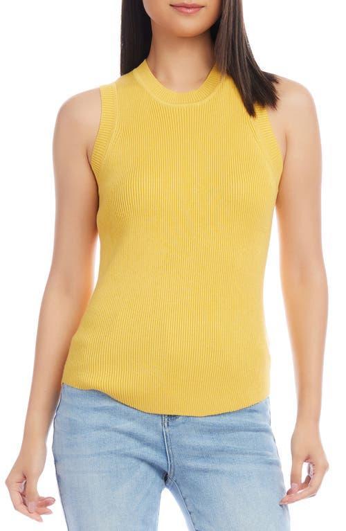 Karen Kane Ribbed Knit Crew Neck Sleeveless Sweater Tank Product Image