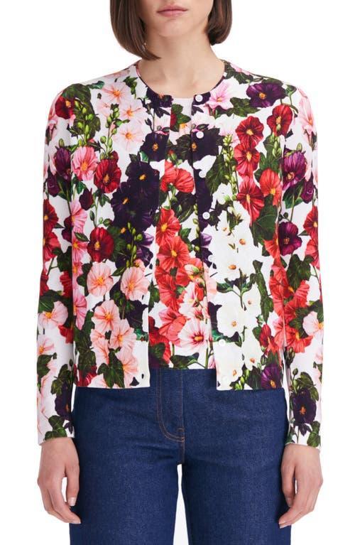 Oscar de la Renta Hollyhock Print Cotton Blend Cardigan Product Image